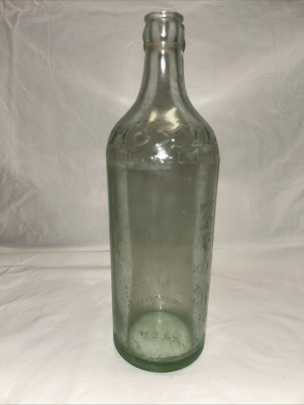Vintage Antique American Bottle Co. Large "Moxie" Green Tint Soda Bottle