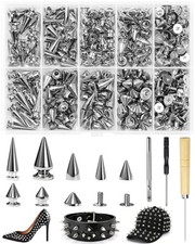 320Pcs Punk Spikes Studs Kit 8 Sizes Cone Metal Craft DIY Jacket Clothing