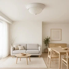 minimalism 2light 13 inch glass flush mount light;white finish,bulb included