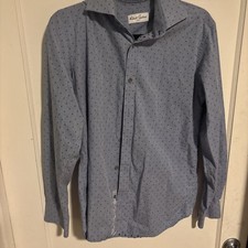 Robert Graham Flip Cuff Shirt Men s Medium 38/15 Button Up Long Sleeve Blue