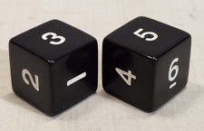 Set of 2 Black 5/8" 16mm Numbered 1-6 Playing Dice Cube w/White Numbers