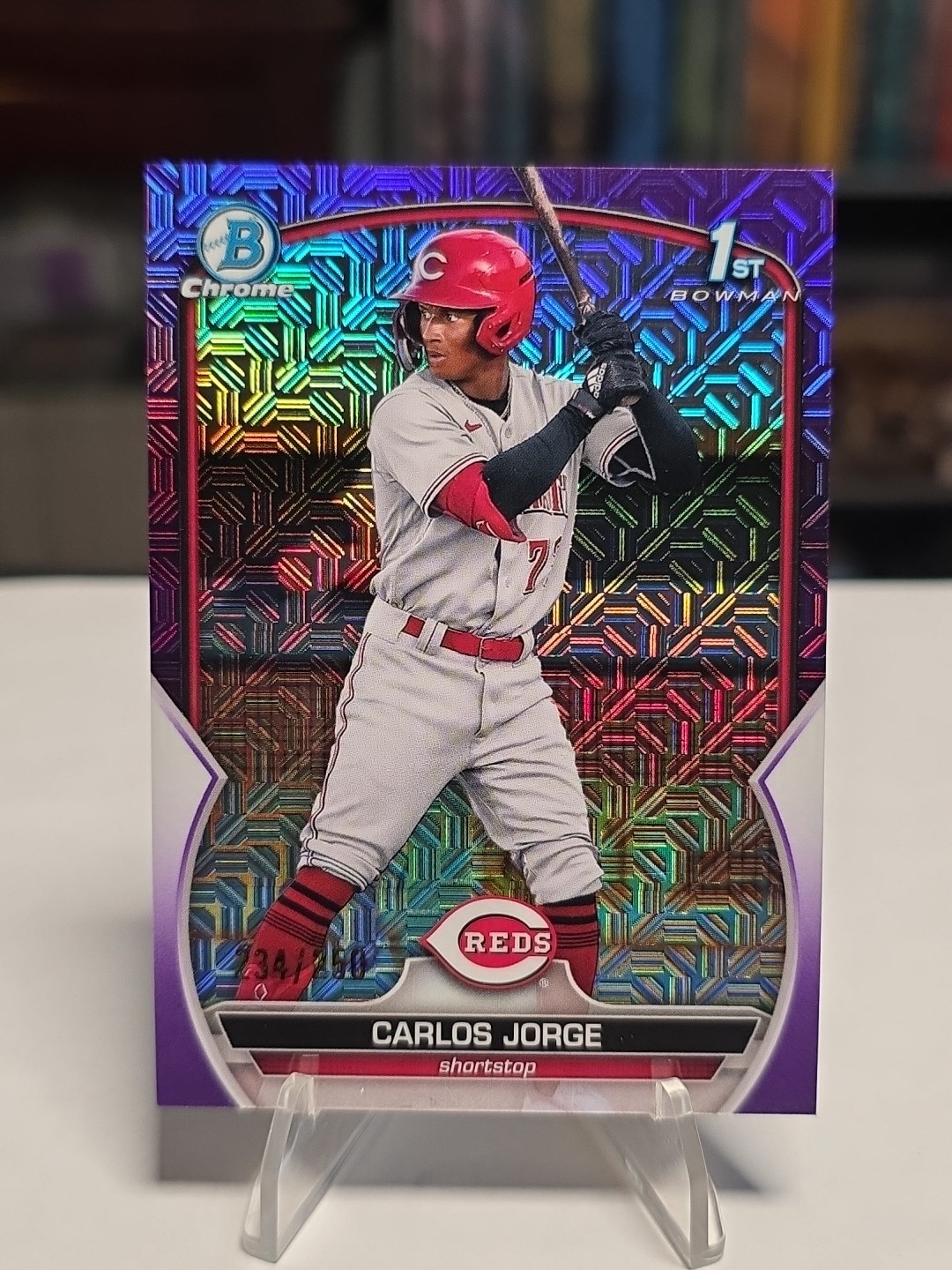 2023 Bowman Chrome Carlos Jorge 1st RC Purple Mojo Refractor 234/250 #BCP-120