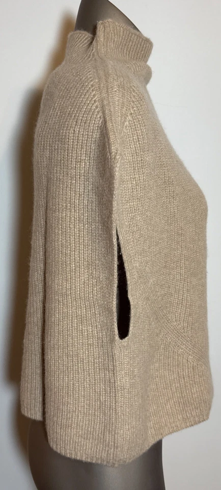 Anthropologie Cashmere Sweater XS Tan Sleeveless Dolman Ribbed Fluffy Pullover - Image 4 of 4