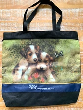 The Humane Society Member Tote Cute Puppies In Nature Shoulder Bag 17”X15”