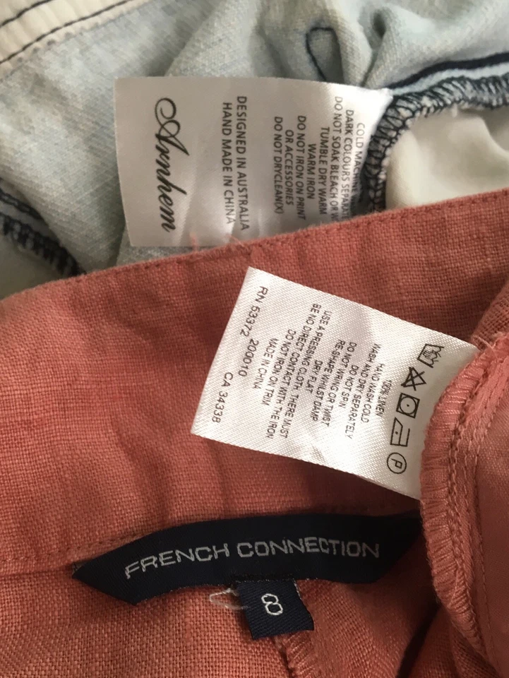 SHORTS Arnhem Denim & French Connection Linen Sz 8 Pockets 2 pairs Casual Cruise — 第 3/4 张图片