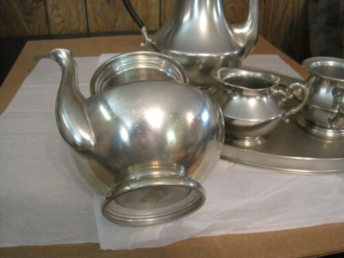 VINTAGE REINES ZINN EDELTIN 5-TEILIGES SERVIERTEE SET ECHTES ZINN CK HOLLAND - Bild 19 von 24