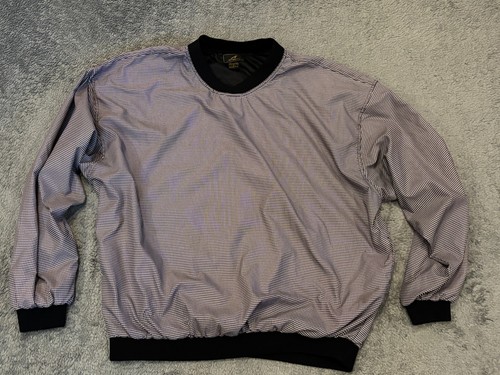 VTG Affinity Golf Pullover Windbreaker Jacket Mens XL Black White Houndstooth