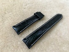 20mm/16mm Genuine Real Ostrich Leather Padded Watch Strap Band - Black Color