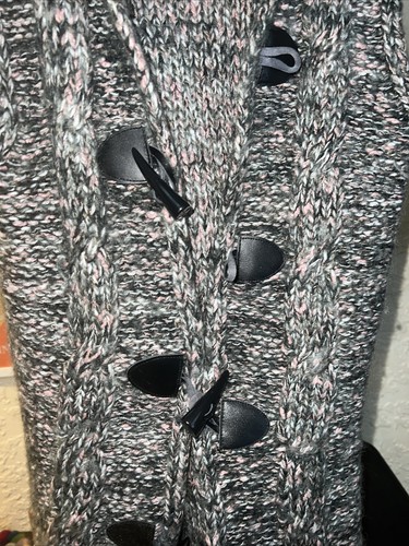 Buffalo David Bitton S Long Sweater Style Vest Button Down Pink Warm Soft Hooded - Picture 4 of 11