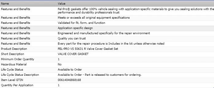 Conjunto de junta de tampa de válvula FEL-PRO para 2003-2005 BMW Z4 L6-2.5L - Imagem 2 de 4