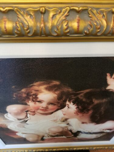 Vintage The Calmady Children Sir Thomas Lawrence. Gold Ornate Wood Frame 33"x33" - Picture 14 of 19