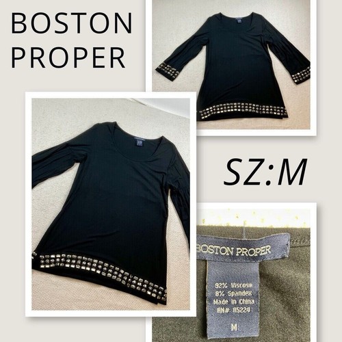 Boston Proper Tunika Oberteil Glockenärmel verzierter Saum schwarz Gr. M - Bild 10 von 10