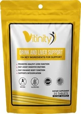 Vitinity Drink & Liver Support – Kudzu, Milk Thistle, DHM & 15+ Herbal Blend Tab