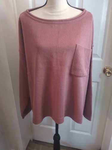 Pink Lily Cozy Up Oversized Slouchy Pocket Sweater Size Medium - Picture 2 of 14