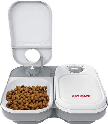 Cat Mate C200 Futterautomat für Haustiere mit 2 Mahlzeiten für Katzen und kleine Hunde mit Eisbeutel,