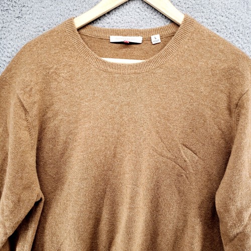 Uniqlo 100% Cashmere Sweater Womens L large Beige Crew Neck Long Pullover Jumper - Picture 7 of 24