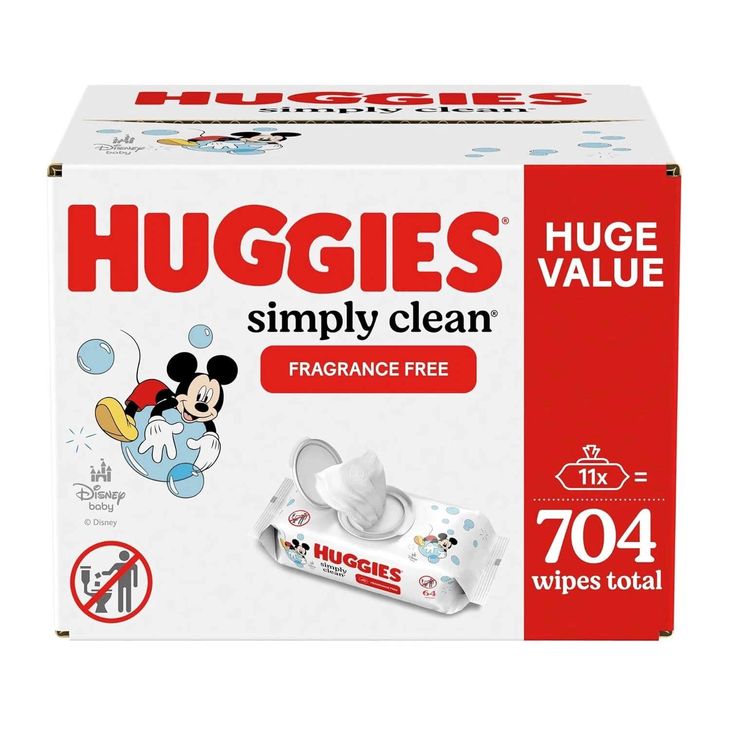 Huggies Simply Clean Unscented Baby Wipes, 11 Flip-Top Packs (704 Wipes Total)
Opens in a new window