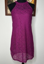Candie's Lace Straight Dress Women's XS Halter Neck Above Knee Purple Lined