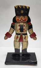 Cut Metal Christmas Nutcracker Soldier Figure Folk Art 12.75” Home Shelf Display