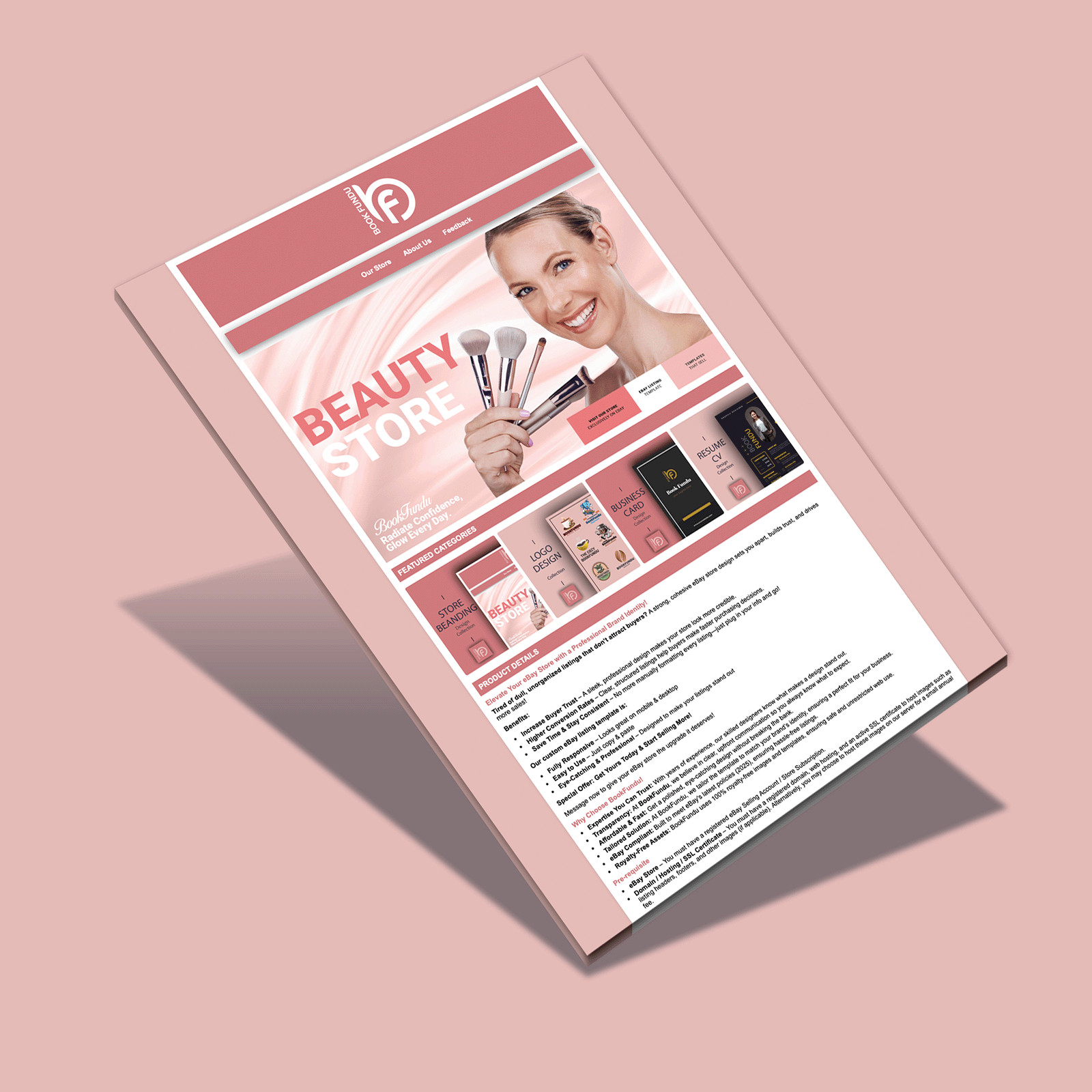 Skincare & Beauty Ecommerce Store HTML eBay Listing Template | Soft  Theme