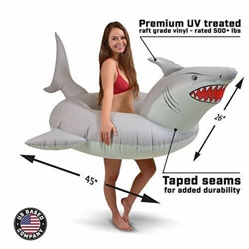 PAIR of GoFloats 'Great White Bite' Inflatable Shark Tubes NIB 4 feet 2 Floats! - Picture 4 of 9
