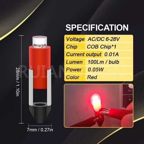 Color work Lamp PSB COB LED Bulbs Instrument panel warning switch light 100lm - Picture 12 of 13