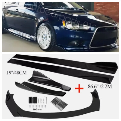 Black Front Bumper Lip Spoiler Splitter Body Kits Side Skirts For Mitsubishi L
