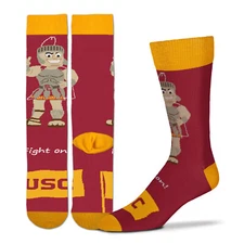 USC Trojans Southern California Crew Socks One Size Fits Cardinal Gold Mascot