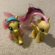 My Little Pony MLP Lot of 2 Fluttershy Yellow 3" Toy Action Figure Hasbro Tinsel