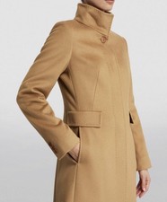 Max Mara Studio “agnese” Camel High Neck Coat, Wool, Sz Uk10 Us8 Bnwt New