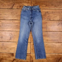 Vintage Levis Flared Jeans 26 x 32 90s Medium Wash Straight Blue Womens Denim