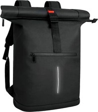 Rolltop Backpack Water Resistant For School University Work Fits 17 Inch Laptop