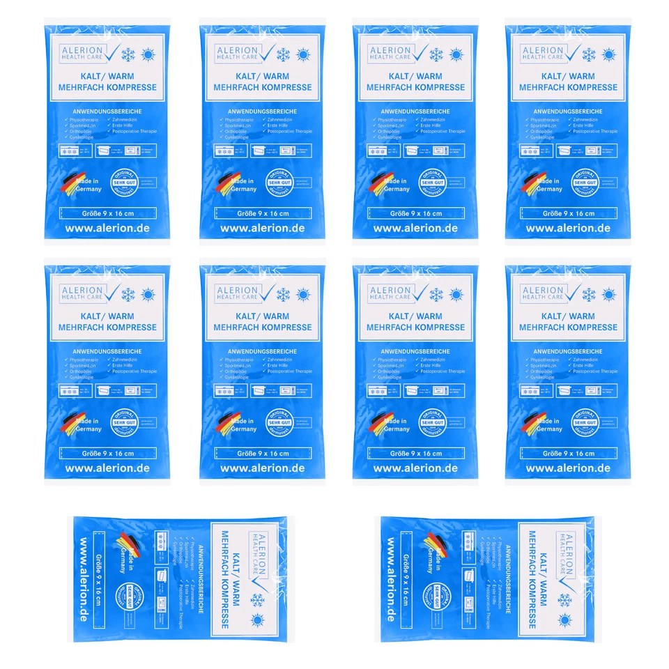 ALERION 50 Stück 9 cm x 16 cm Kalt Warm Kompressen