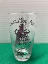1953 Glass Tumbler  Queen Elizabeth II's Coronation Purple/ Black