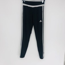 Adidas Women's Black/White 3 Stripe Skinny Tapered Track Soccer Pants Size Small
