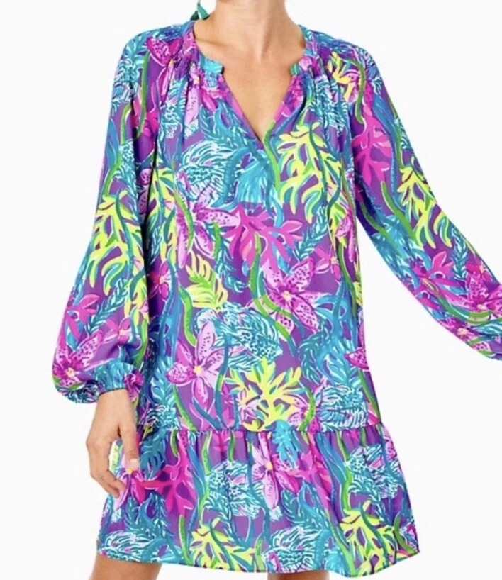 Lilly Pulitzer Large Pigment Purple Party All The Tide Lucee Dress Tunic  Small | eBay