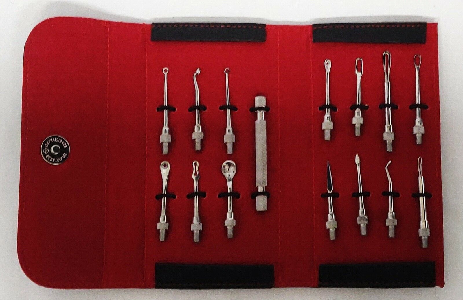 PROFESSIONAL EXTRACTOR SKIN CARE FACIAL TOOL KIT 15 PCS SET NEW IN LEATHER POCH