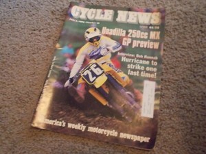 July 5, 1989 Number 26 Cycle News Newspaper Unadilla GP preview, Bob Hurricane
