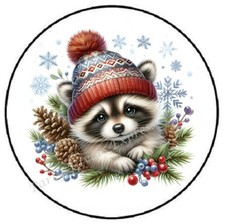 CHRISTMAS RACCOON ENVELOPE SEALS LABELS STICKERS PARTY FAVORS