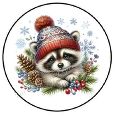 CHRISTMAS RACCOON ENVELOPE SEALS LABELS STICKERS PARTY FAVORS