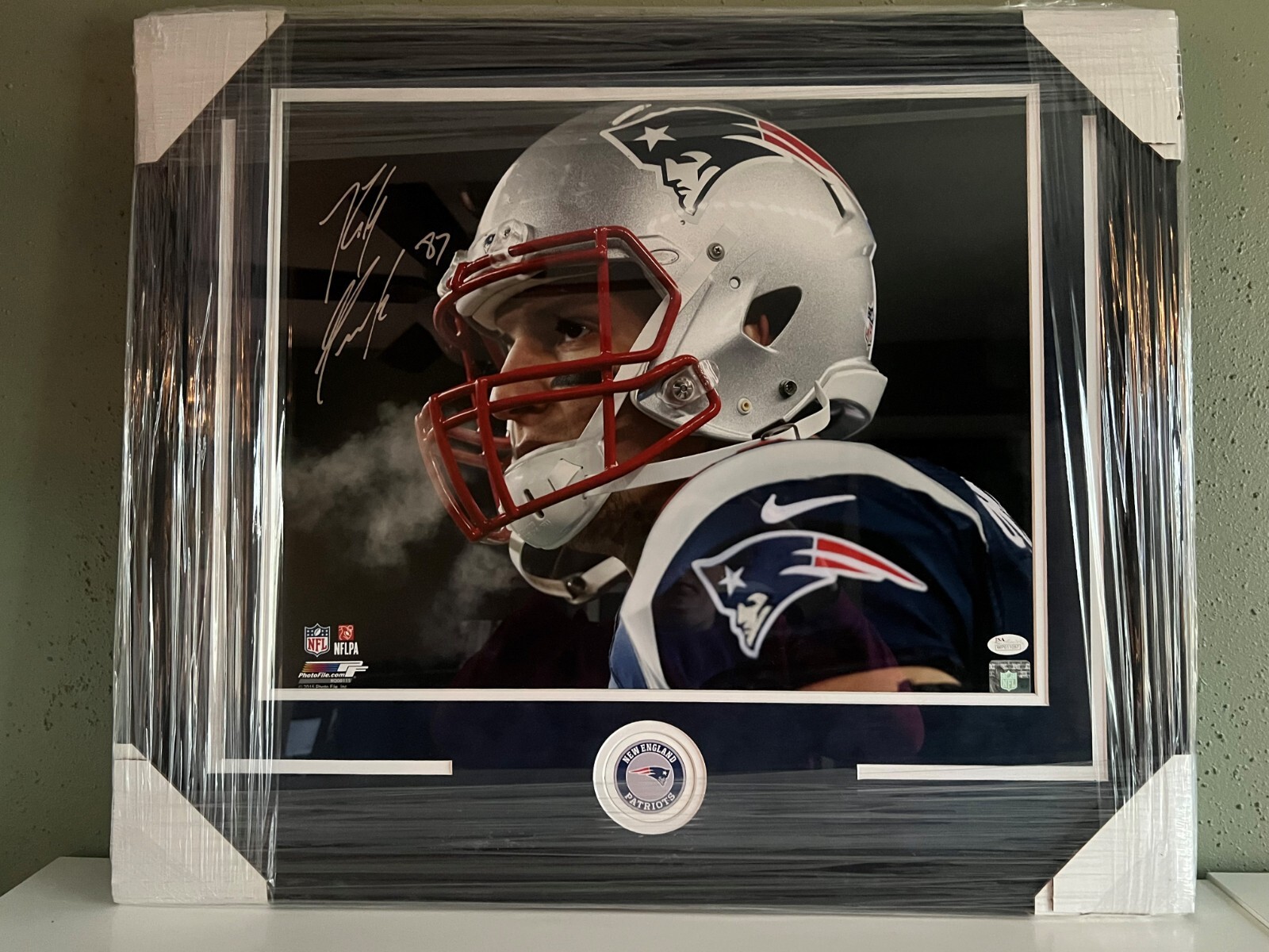 Rob Gronkowski Autographed Signed New England Patriots Framed NE Patriots 16" x 20" Photo - JSA COA 