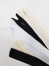 5 Heavy Duty Invisible Nylon Coil Zippers 26" 3 pcs/set Blk, Wht Ivory