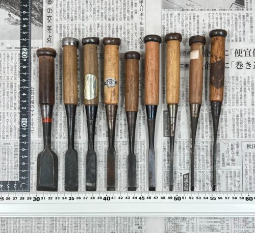 Vintage Japanese Chisel 9set Nomi /Hand Plane Saw Iron Hammer Hand Tool/c62 - Picture 3 of 24