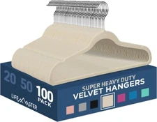 Velvet Non-Slip Hangers-100Pieces Non-Slip Coat Hanger Set with 360° Swivel Hook