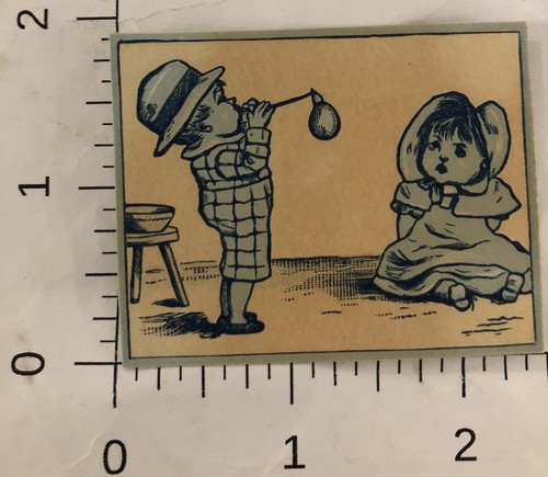 Carta commerciale vittoriana Kid Blowing A Bubble VTC 8 - Foto 1 di 2