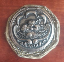 Antique Victorian silver cherub steel beaded Coin Purse 1890