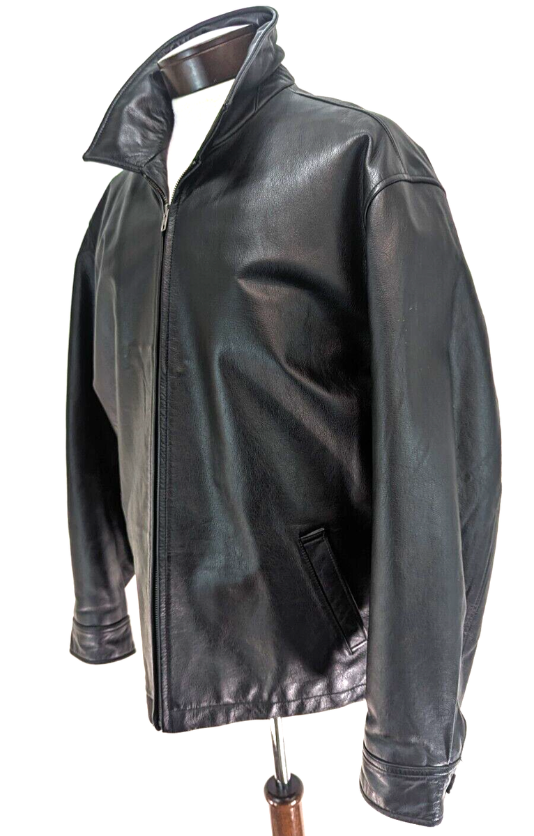 Vtg GAP Men's Moto Jacket Y2K 2000s Black HEAVY LEATHER Vtg GAP Men's Moto Jacket Y2K 2000s Black HEAVY LEATHER