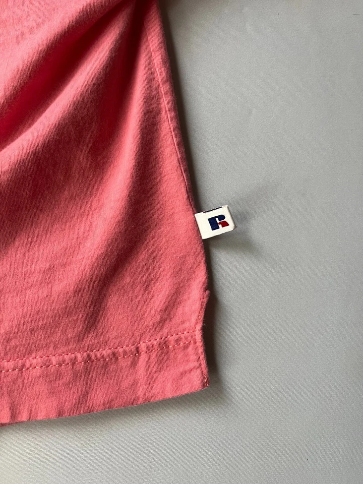 Vintage Russell Athletic Womens Sz M Barbie Style Crop Shirt 2 Collar Made USA - Image 2 of 4