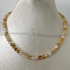 Natural Citrine 6mm Round Gemstone Beads Healing Balance Necklace Women Men