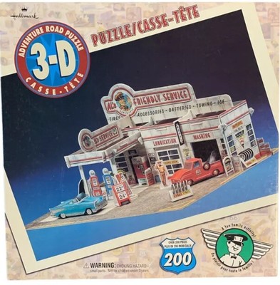 HALLMARK 3-D ADVENTURE ROAD Puzzle 200  Al's Friendly Service Garage Classic Car